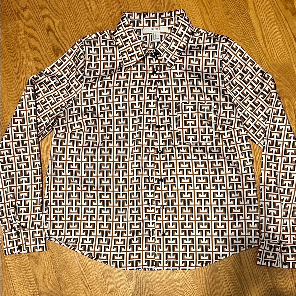 Forever 21 Black and White Patterned Blouse